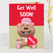 子どもたちテディベアとハートがもうすぐ元気になる カード (黄色い花)