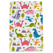 子どもたち可愛いカラフル恐竜 ミディアムペーパーバッグ (正面)