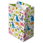 子どもたち可愛いカラフル恐竜 ミディアムペーパーバッグ (裏面アングル)