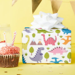 子どもたち可愛いカラフル恐竜 ラッピングペーパー