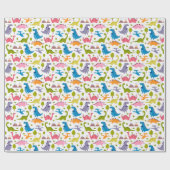 子どもたち可愛いカラフル恐竜 ラッピングペーパー (フラット)