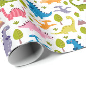 子どもたち可愛いカラフル恐竜 ラッピングペーパー (ロールコーナー)