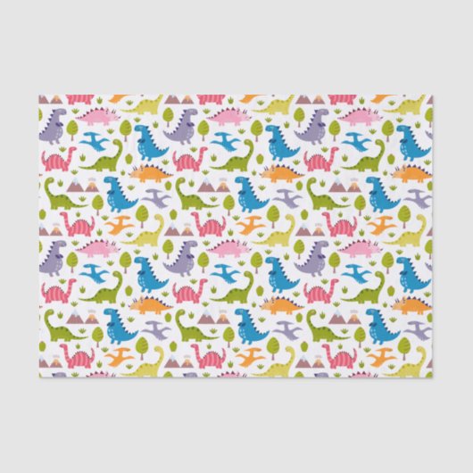 子どもたち可愛いカラフル恐竜 薄葉紙 (正面)