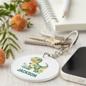 子どもたち可愛いパーソナライズされた恐竜 キーホルダー (正面右)