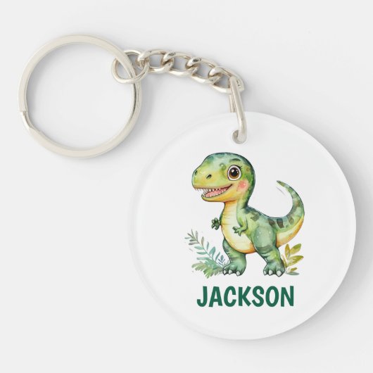 子どもたち可愛いパーソナライズされた恐竜 キーホルダー (正面)