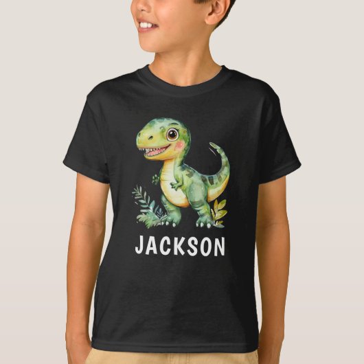子どもたち可愛いパーソナライズされた恐竜 Tシャツ (正面)