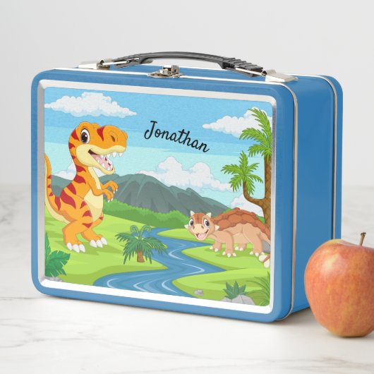 子どもたち可愛い漫画恐竜の学校 メタルランチボックス (インサイチュ)