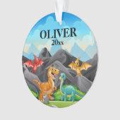 子どもたパーソナライズされたちのクリスマス装飾恐竜 オーナメント (正面)