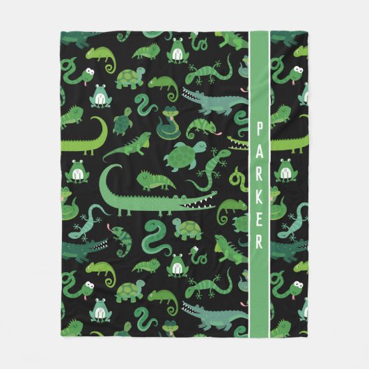 子どもたパーソナライズされたち爬虫類両生動物 フリースブランケット (正面)