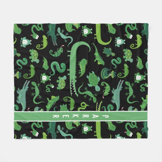 子どもたパーソナライズされたち爬虫類両生動物 フリースブランケット (正面(横))