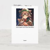 子どもっぽいクリスマスを過ごしたかわいいアニメの少女 カード (裏面)