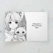子どもっぽいクリスマスを過ごしたかわいいアニメの少女 カード (内部)