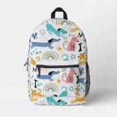 子どもっぽいシームレスパターン |おもしろい犬モダン女子 プリントバックパック (正面)