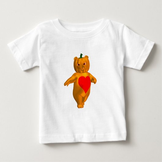 子どもっぽいハロウィーンテディベア ベビーTシャツ (正面)