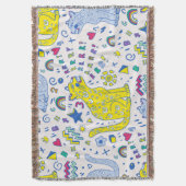 子どもっぽい虎と虹の模様 スローブランケット (正面縦)