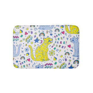 子どもっぽい虎と虹の模様 バスマット