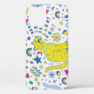 子どもっぽい虎と虹の模様 iPhone 12ケース