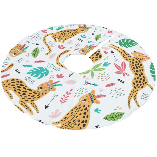 子どもっぽい部族のヒョウ熱帯性模様 ブラッシュドポリエステルツリースカート (アングル)