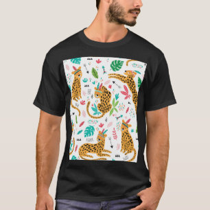 子どもっぽい部族のヒョウ熱帯性模様 Tシャツ