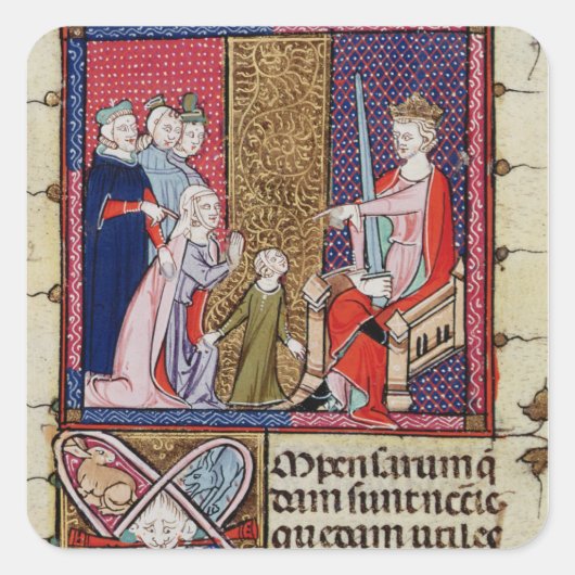 子どもとお母さんが現れる スクエアシール (正面)