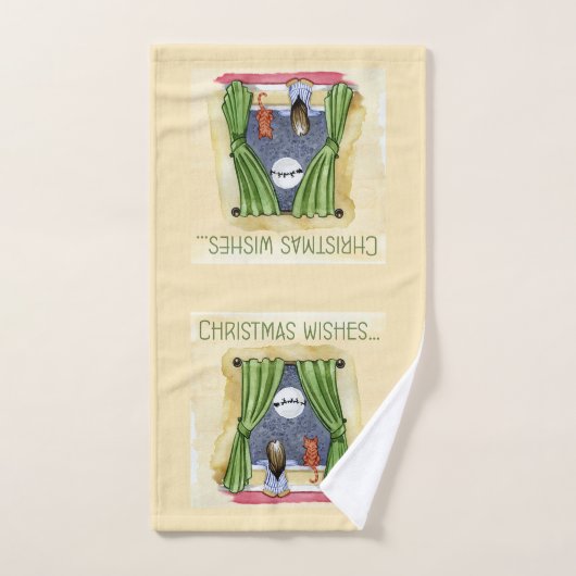 子どもと子ネコちゃんクリスマス|過去記事 バスタオルセット (ハンドタオル)