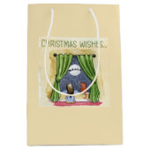 子どもと子ネコちゃんクリスマス|過去記事 ミディアムペーパーバッグ (正面)