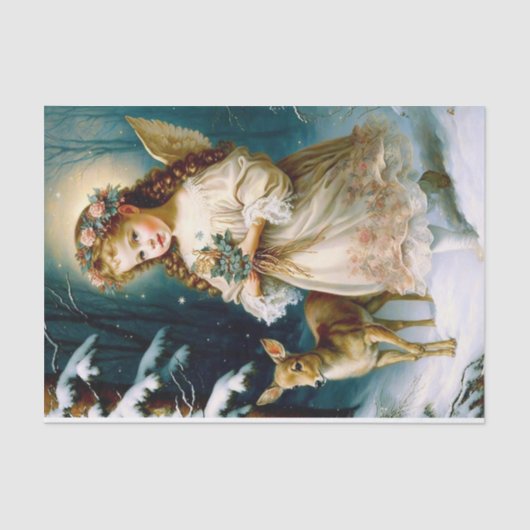 子どもと子鹿のクリスマス 薄葉紙 (正面)