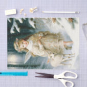 子どもと子鹿のクリスマス 薄葉紙 (クラフト)