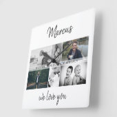 子どもと家族との父親とパパ写真校 スクエア壁時計 (傾斜)