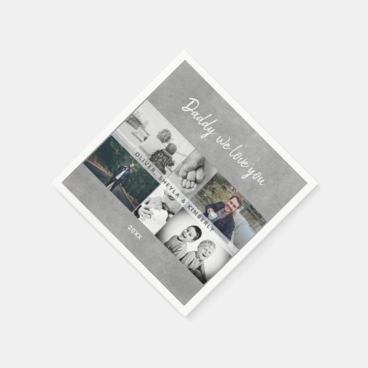 子どもと家族を持つ父のパパ父の日6 スタンダードカクテルナプキン (角)