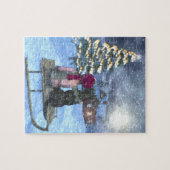 子どもと犬がサンタを見守るパズル ジグソーパズル (横)