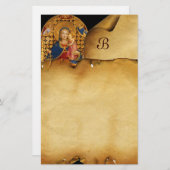 子どもと聖人とのヴァージン,羊皮紙モノグラム 便箋 (正面/裏面)