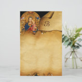 子どもと聖人とのヴァージン,羊皮紙モノグラム 便箋 (スタンド正面)