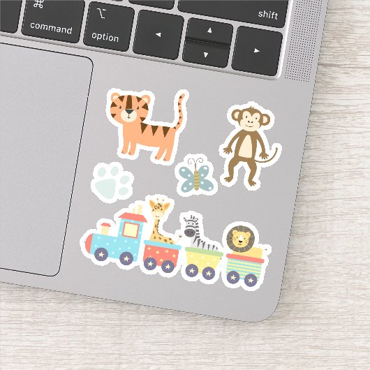 子どもにかわいい動物園の動物を電車で シール (詳細)