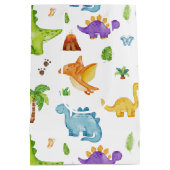 子どもにかわいい恐竜の模様 ミディアムペーパーバッグ (裏面)