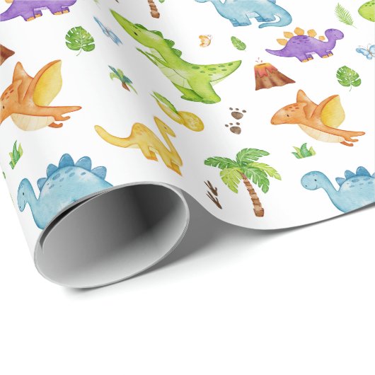 子どもにかわいい恐竜の模様 ラッピングペーパー (ロールコーナー)