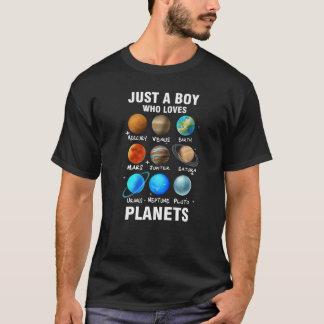 子どもにとって惑星宇宙科学が大好きな少年 Tシャツ