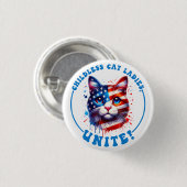 子どものいないキャットレディースユナイト・カマラハリス 缶バッジ (正面&裏面)