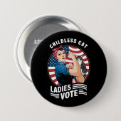 子どものいないキャットレディー投票ヴィンテージロージーザリベテ 缶バッジ (正面&裏面)