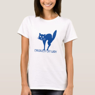 子どものいない猫おもしろい婦人かわいい猫ブルータイポグラフィ Tシャツ