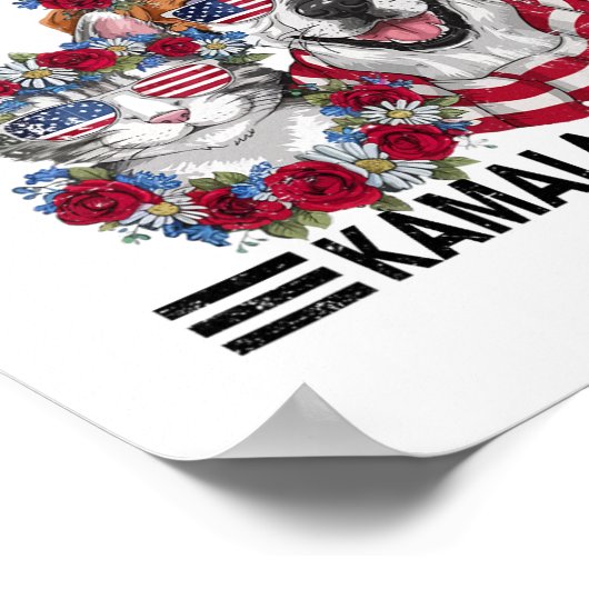 子どものいない猫と犬のレディがカマラハリスに投票している ポスター (角)