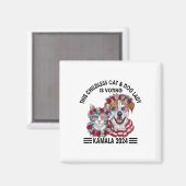 子どものいない猫と犬のレディがカマラハリスに投票している マグネット (正面/裏面)