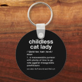 子どものいない猫の女性おもしろい辞書の定義 キーホルダー (正面)