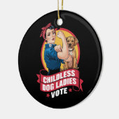 子どものいない猫の女性投票ドッグザ・リベッター・ドッグ セラミックオーナメント (左)
