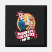 子どものいない猫の女性投票ドッグザ・リベッター・ドッグ マグネット (正面)