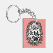 子どものいない猫の女性 キーホルダー (正面左)