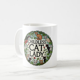 子どものいない猫の女性 コーヒーマグカップ