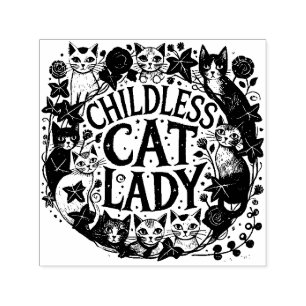 子どものいない猫の女性 セルフインキングスタンプ