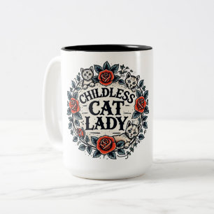 子どものいない猫の女性 ツートーンマグカップ
