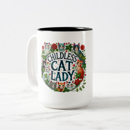 子どものいない猫の女性 ツートーンマグカップ